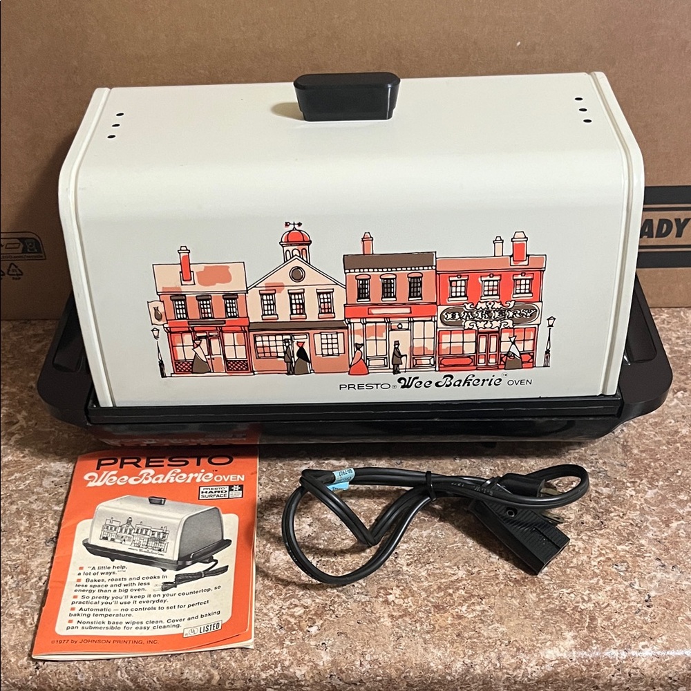 Presto White Vintage Wee-Bakerie Oven with cookbook from 1977